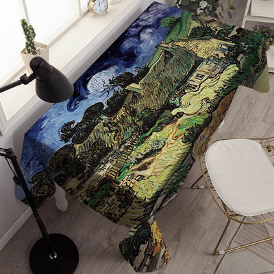 Neperšlampamo stalo dangčio lauko dažymas rašalu ir akvarele Stačiakampio formos staltiesės vakarėlio dekoravimo staltiesė Nappe De Table