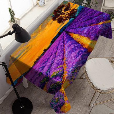 Neperšlampamo stalo dangčio lauko dažymas rašalu ir akvarele Stačiakampio formos staltiesės vakarėlio dekoravimo staltiesė Nappe De Table