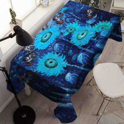 Neperšlampamo stalo dangčio lauko dažymas rašalu ir akvarele Stačiakampio formos staltiesės vakarėlio dekoravimo staltiesė Nappe De Table