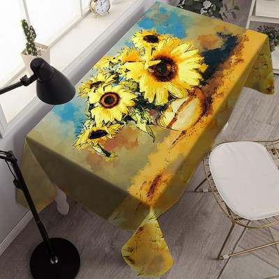 Neperšlampamo stalo dangčio lauko dažymas rašalu ir akvarele Stačiakampio formos staltiesės vakarėlio dekoravimo staltiesė Nappe De Table