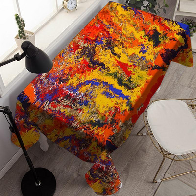 Neperšlampamo stalo dangčio lauko dažymas rašalu ir akvarele Stačiakampio formos staltiesės vakarėlio dekoravimo staltiesė Nappe De Table