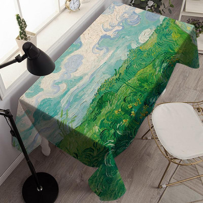 Neperšlampamo stalo dangčio lauko dažymas rašalu ir akvarele Stačiakampio formos staltiesės vakarėlio dekoravimo staltiesė Nappe De Table