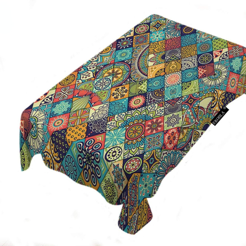 Bohemiško stiliaus vandeniui ir dėmėms atspari geometrinio rašto staltiesė Stačiakampė valgomojo stalo staltiesė virtuvės židiniai