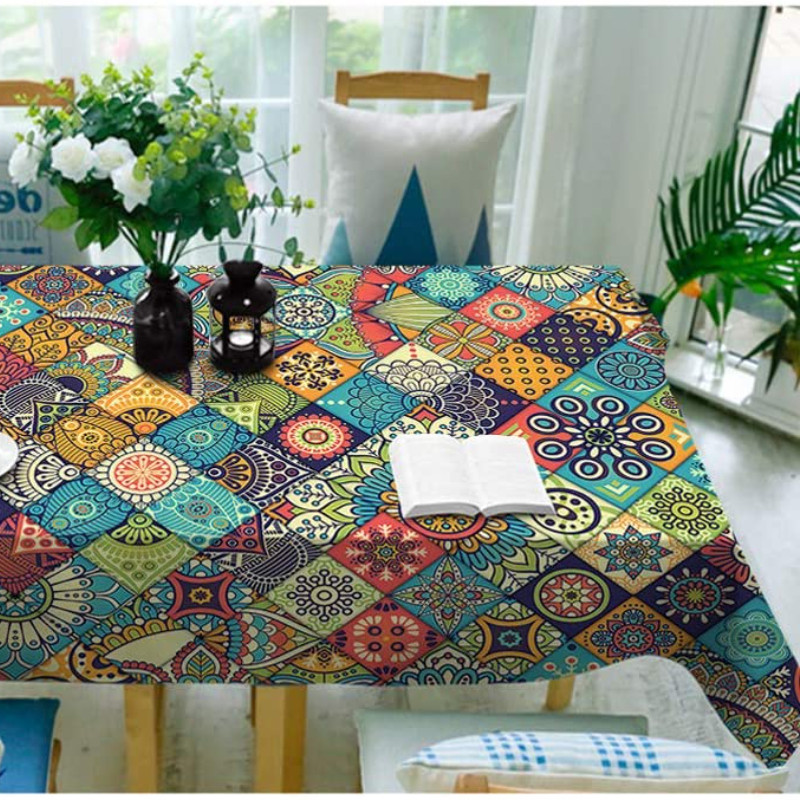 Bohemiško stiliaus vandeniui ir dėmėms atspari geometrinio rašto staltiesė Stačiakampė valgomojo stalo staltiesė virtuvės židiniai