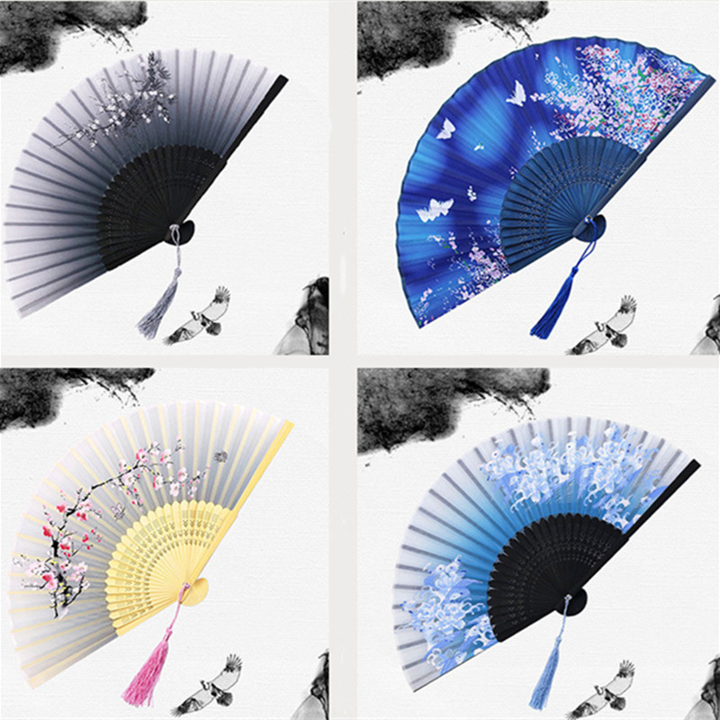 Vintažinio stiliaus šilko sulankstoma vėduoklė Kinų japonų bambuko sulankstoma vėduoklė Namų puošmena Šokių rankų ventiliatorius Meno amatų dovana