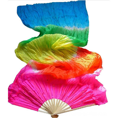 Гореща разпродажба 1,5 м/1,8 м многоцветни ръчно изработени коремни танци копринени бамбукови дълги ветрила воали