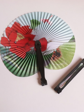 Διακοσμητικός ανεμιστήρας κομψός γυναικείος ανεμιστήρας χειρός κινέζικος ανεμιστήρας τσέπης πτυσσόμενος ανεμιστήρας χεριού στρογγυλός κύκλος τυπωμένο χαρτί διακόσμηση πάρτι Δώρο Χρώμα Τυχαίο