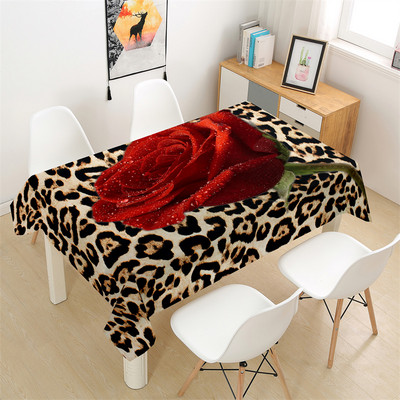 Ρομαντικό Διακοσμητικό Τραπεζομάντιλο Τραπεζάκι Πικ-νικ με στάμπα κόκκινο τριαντάφυλλο Ορθογώνιο τραπεζομάντιλο Τραπεζαρίας σπιτιού Τραπεζάκι σαλονιού