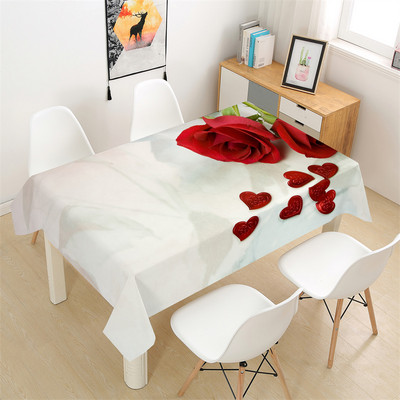 Ρομαντικό Διακοσμητικό Τραπεζομάντιλο Τραπεζάκι Πικ-νικ με στάμπα κόκκινο τριαντάφυλλο Ορθογώνιο τραπεζομάντιλο Τραπεζαρίας σπιτιού Τραπεζάκι σαλονιού