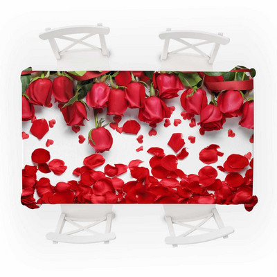 Ρομαντικό Διακοσμητικό Τραπεζομάντιλο Τραπεζάκι Πικ-νικ με στάμπα κόκκινο τριαντάφυλλο Ορθογώνιο τραπεζομάντιλο Τραπεζαρίας σπιτιού Τραπεζάκι σαλονιού