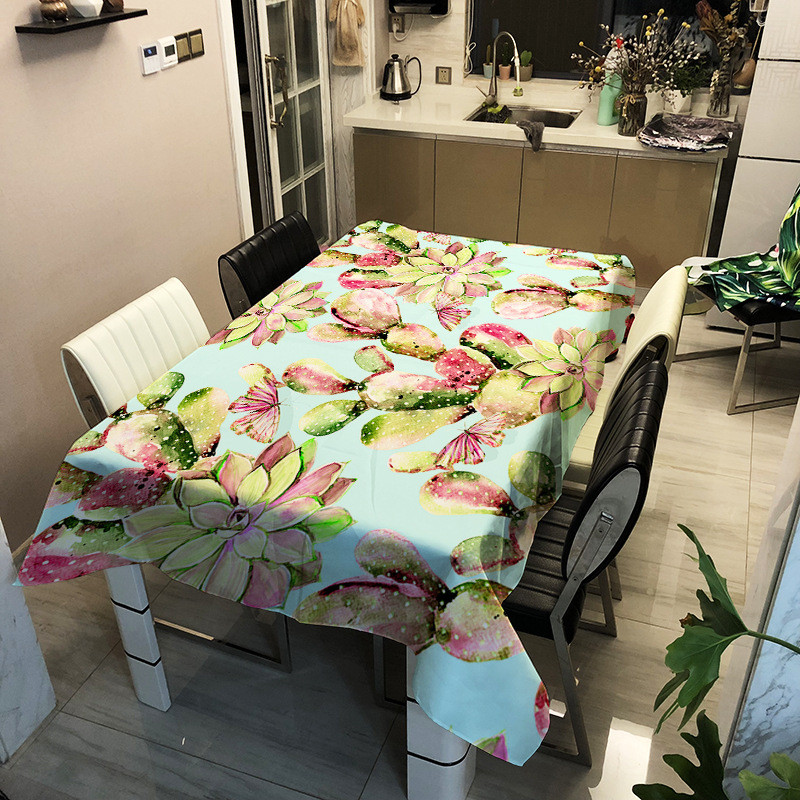 Cactus digitālās drukas galdauts ūdensizturīgs eļļas necaurlaidīgs un karstumizturīgs modes dizaina galda paklājiņš Home Nappe De Table Tapete Nappe