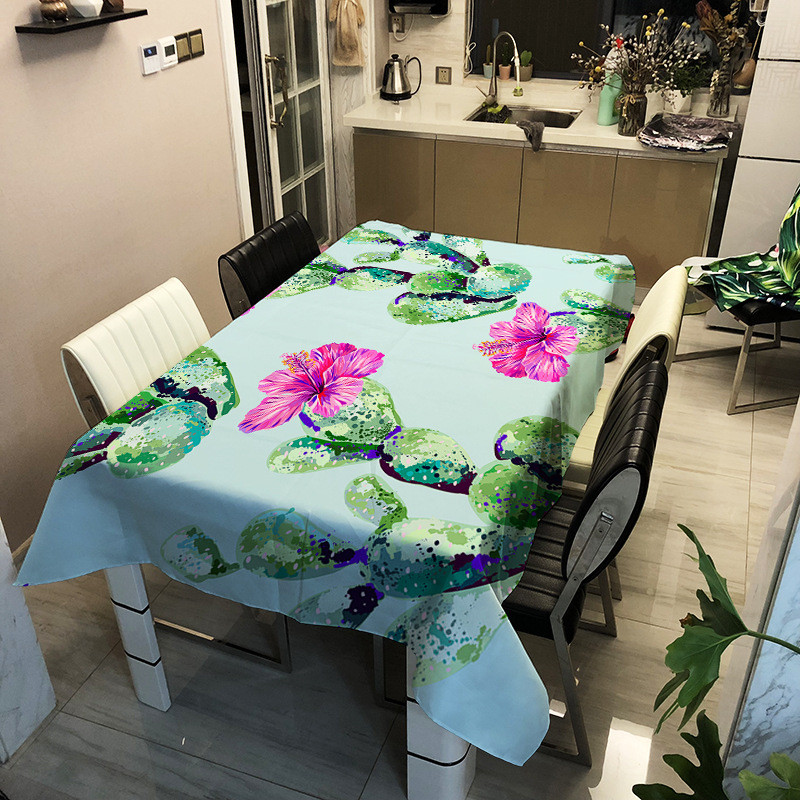 Cactus digitālās drukas galdauts ūdensizturīgs eļļas necaurlaidīgs un karstumizturīgs modes dizaina galda paklājiņš Home Nappe De Table Tapete Nappe