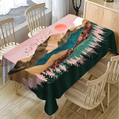 Meža ainavu apdruka Taisnstūrveida galdauts galda kāzu dekorēšanai Ūdensnecaurlaidīgs pret traipu ēdamistaba kafijas nappe de galds