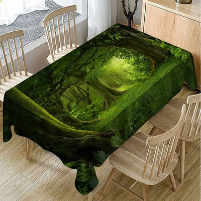 Meža ainavu apdruka Taisnstūrveida galdauts galda kāzu dekorēšanai Ūdensnecaurlaidīgs pret traipu ēdamistaba kafijas nappe de galds