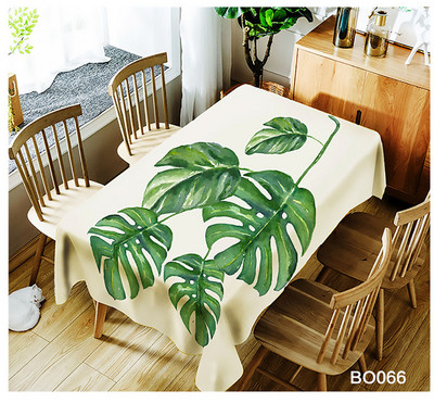 Trópusi zöld pálmalevél kaktusz virág terítő négyszögletes asztalterítő vízálló poliészter étkezőasztal huzathoz