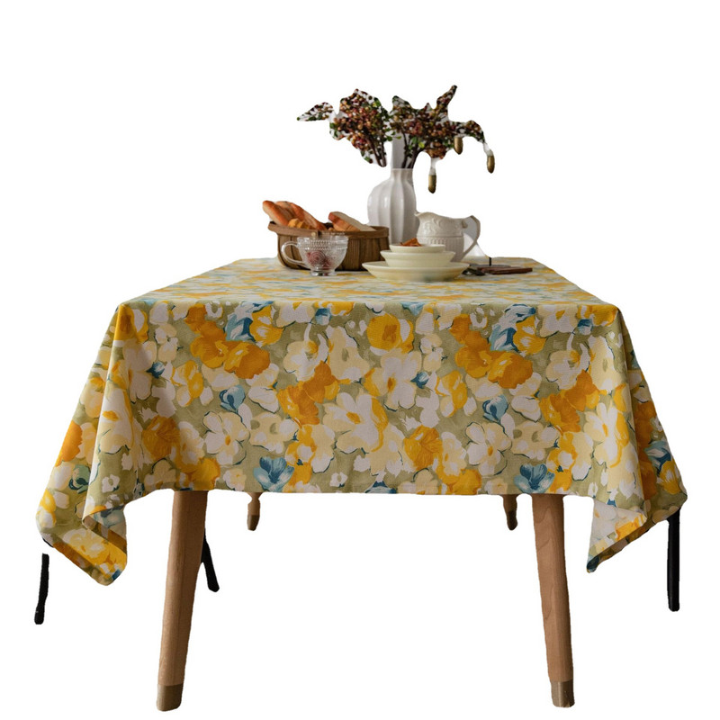 Nordic Small Fresh Ins staltiesė Geltonų gėlių raštų staltiesė Pastoracinė lauko iškyla vandeniui atspari staltiesė Namų dekoras