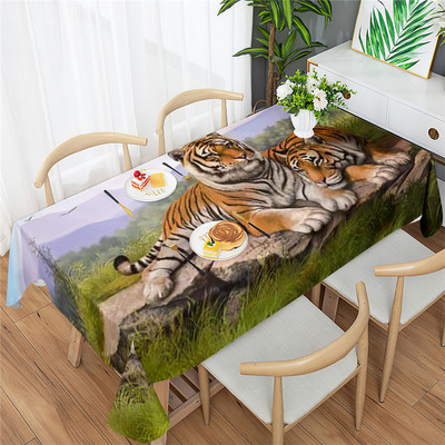 Dzīvnieki Kaķi Mājdzīvnieki Tīģeris Lauva Suns Zirgs Ūdensnecaurlaidīgs Poliestera Taisnstūrveida galdauti Kāzu Galda pārklājs Āra Piknika Paklājiņš