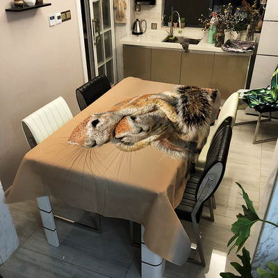 Dzīvnieki Kaķi Mājdzīvnieki Tīģeris Lauva Suns Zirgs Ūdensnecaurlaidīgs Poliestera Taisnstūrveida galdauti Kāzu Galda pārklājs Āra Piknika Paklājiņš