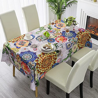 Tavasszal gazdag virágok vízálló terítő étkezőasztal, foltálló, letörölhető asztalhuzat Nappe De Table party dekoráció
