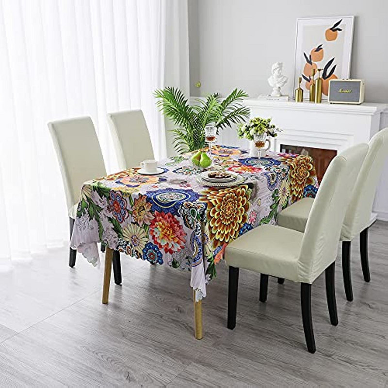 Tavasszal gazdag virágok vízálló terítő étkezőasztal, foltálló, letörölhető asztalhuzat Nappe De Table party dekoráció