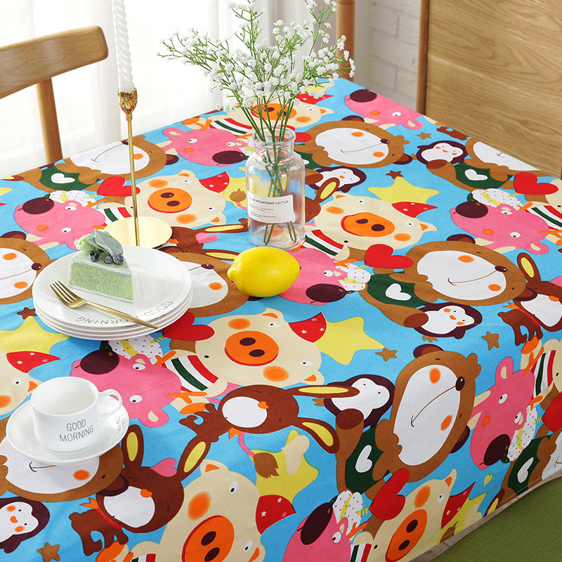 Poliészter vászon rajzfilm terítő gyerekeknek gyerekeknek asztalterítő szövet étkezőasztal borító lakberendezési állatok vízálló paplanok