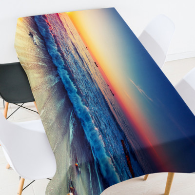 Paplūdimio pajūrio staltiesė Poliesterio spauda vandeniui atspari alyvai atspari namų stačiakampė vakarėlio stalo danga Staltiesė lauko iškylai