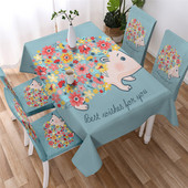 Buitinė staltiesė akvarelė mažų gyvūnų stačiakampė staltiesė Vaikų rašomasis stalas Neperšlampamas ir aliejui atsparus staltiesės manteles