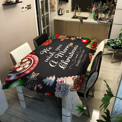 Modes Ziemassvētku apdrukāts dekoratīvs lina galdauts ar ūdensnecaurlaidīgu, eļļas necaurlaidīgu taisnstūra pusdienu galda pārklāju tējas galdautu