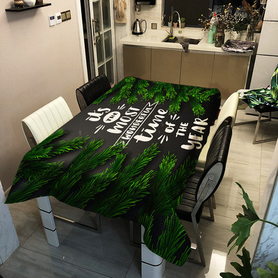 Modes Ziemassvētku apdrukāts dekoratīvs lina galdauts ar ūdensnecaurlaidīgu, eļļas necaurlaidīgu taisnstūra pusdienu galda pārklāju tējas galdautu