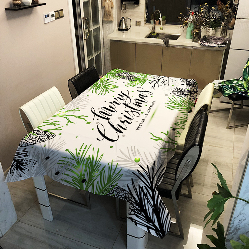 Modes Ziemassvētku apdrukāts dekoratīvs lina galdauts ar ūdensnecaurlaidīgu, eļļas necaurlaidīgu taisnstūra pusdienu galda pārklāju tējas galdautu