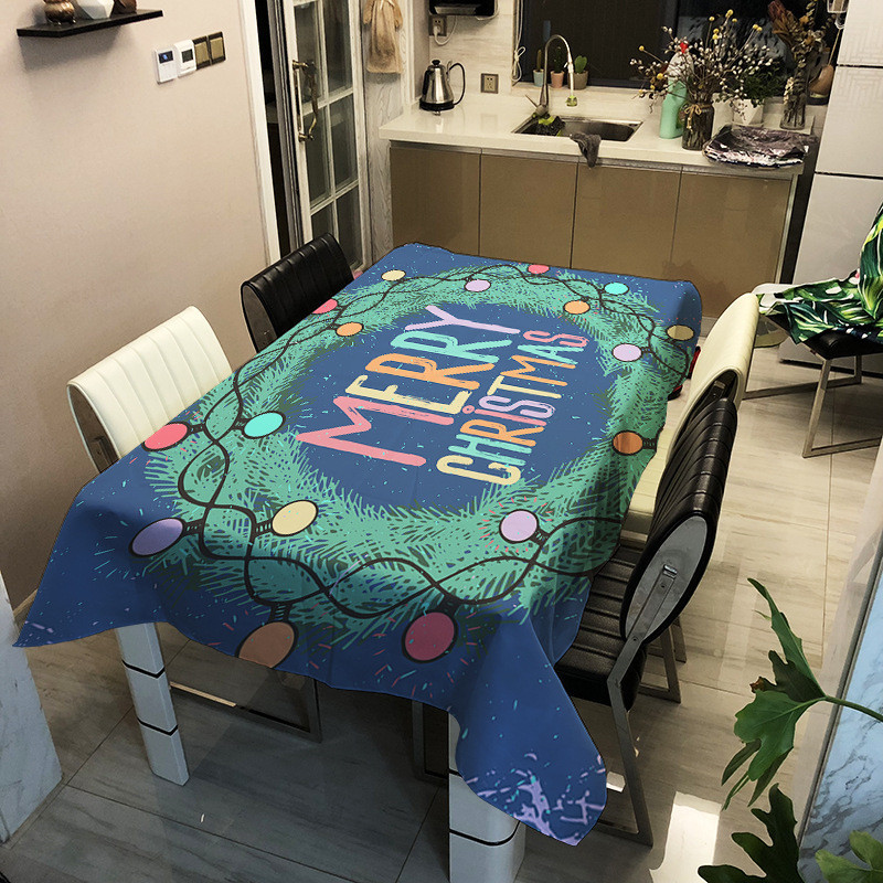 Modes Ziemassvētku apdrukāts dekoratīvs lina galdauts ar ūdensnecaurlaidīgu, eļļas necaurlaidīgu taisnstūra pusdienu galda pārklāju tējas galdautu