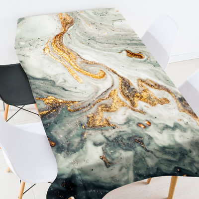 Krāsains marmora galdauts Mājas apdares aksesuāri Modes atmosfēra Taisnstūrveida pretapaugšanas ūdensnecaurlaidīgs galdauts