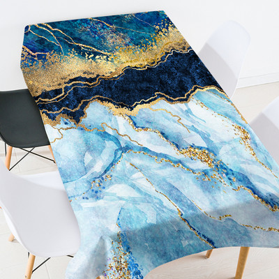 Krāsains marmora galdauts Mājas apdares aksesuāri Modes atmosfēra Taisnstūrveida pretapaugšanas ūdensnecaurlaidīgs galdauts