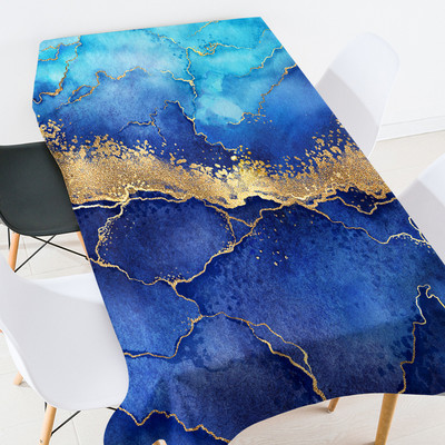 Krāsains marmora galdauts Mājas apdares aksesuāri Modes atmosfēra Taisnstūrveida pretapaugšanas ūdensnecaurlaidīgs galdauts