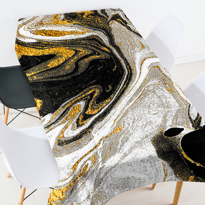 Krāsains marmora galdauts Mājas apdares aksesuāri Modes atmosfēra Taisnstūrveida pretapaugšanas ūdensnecaurlaidīgs galdauts