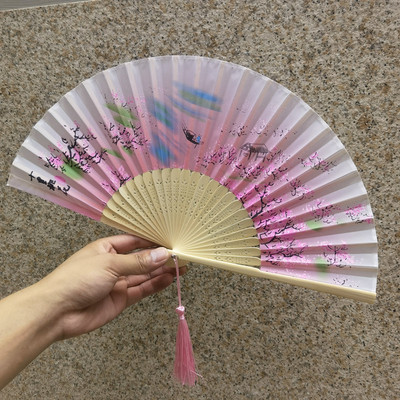 Antikvariāts saliekams bambusa roku ventilators Hanfu saliekamais ventilators studentu deju priekšnesums dāvanu ventilators antīks japāņu vēdekļu grebšanas kāzu ventilators