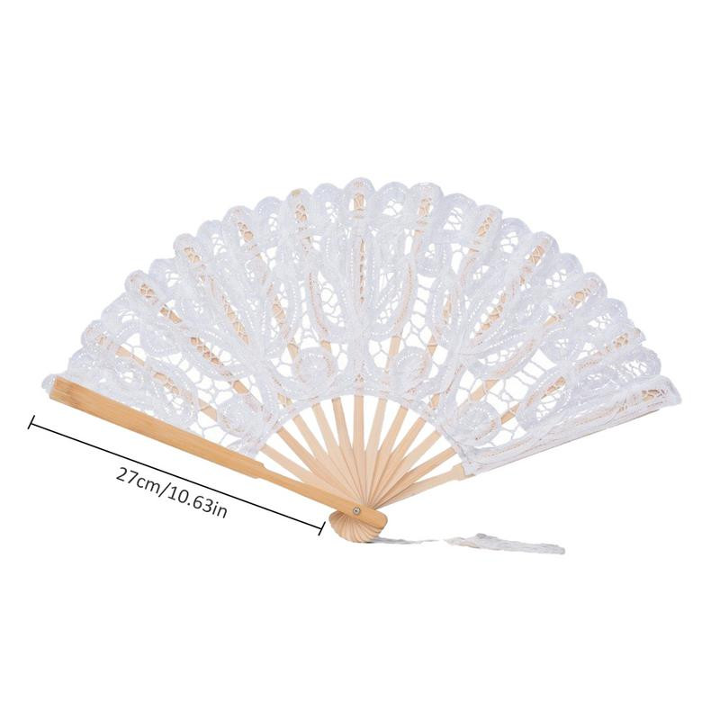 Käsitsi valmistatud bambusest ribid embrüodeeritud hispaania käsitsi pitsist lehvik Pruudi pulm Battenburgi pitsist lehvik #W0