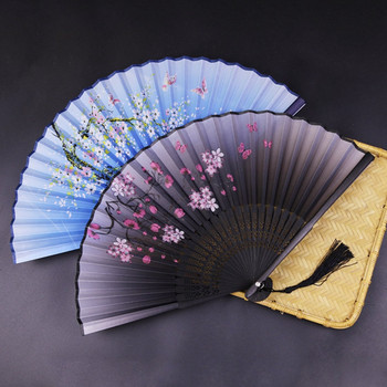 Vintage Πτυσσόμενος ανεμιστήρας από μεταξωτό ρετρό κινέζικο ιαπωνικό μπαμπού πτυσσόμενος ανεμιστήρας Χορός ανεμιστήρας χεριών Διακόσμηση σπιτιού Δώρο χειροτεχνίας
