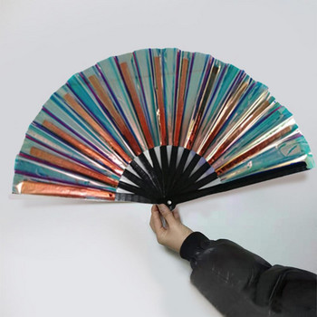 Διαφανής ευρεία εφαρμογή Large Shining Rave Hand Fan Διακοσμητικός ανεμιστήρας χειρός Brilliant Color Διακόσμηση σπιτιού