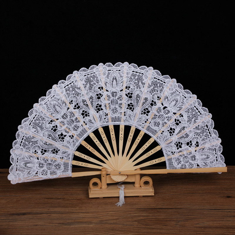 1db színpadi kellékek Europe America stílusú összecsukható ventilátor esküvői partyhoz bojtos csipkés vászon üreges csipke ventilátorral Szép ajándék lakberendezés