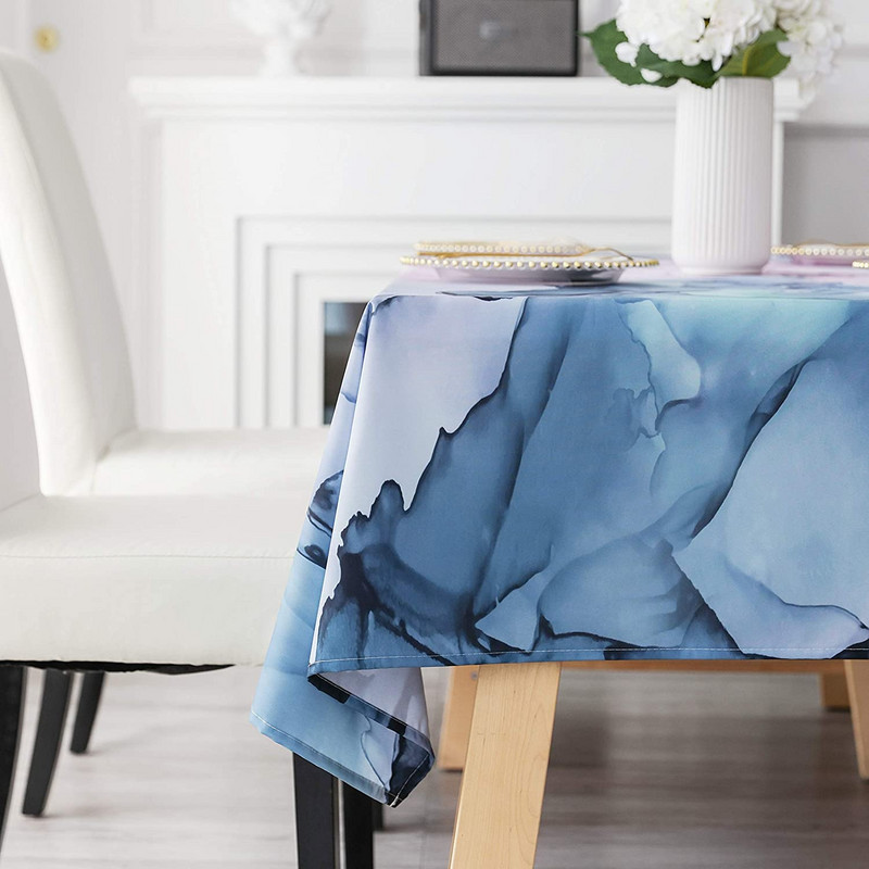 Zila rozā gradienta marmora ūdensnecaurlaidīga galdauta ballītes dekorēšana Taisnstūra galdauts kāzu dzimšanas dienas galda dekorēšanai