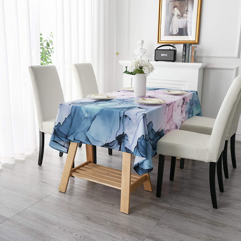 Zila rozā gradienta marmora ūdensnecaurlaidīga galdauta ballītes dekorēšana Taisnstūra galdauts kāzu dzimšanas dienas galda dekorēšanai