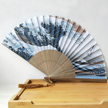 Silk Hand Fan Mount Fuji Kanagawa Waves Ιαπωνικό πτυσσόμενο ανεμιστήρα τσέπης ανεμιστήρας Δώρα διακόσμηση γάμου Δώρα Διακόσμηση τοίχου σπιτιού