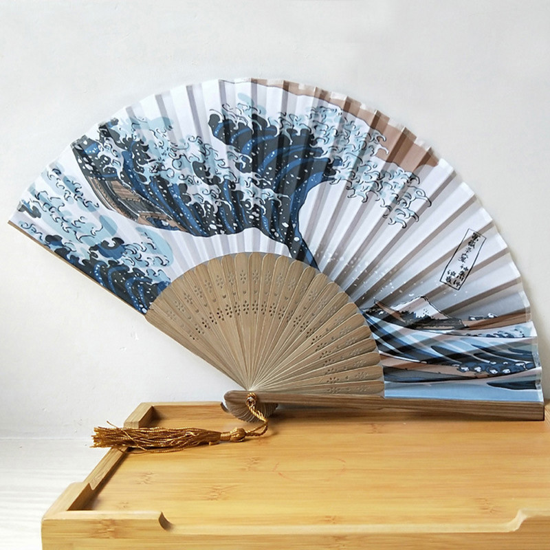 Zīda rokas ventilatora kalns Fuji Kanagawa Waves japāņu salokāms ventilatora kabatas ventilators kāzu ballītes dekorēšana dāvanas mājas sienu dekorēšana