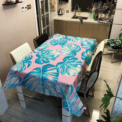 2022. gada zaļo augu apdruka galdauts, praktisks taisnstūrveida, ūdensnecaurlaidīgs, eļļas necaurlaidīgs galda pārklājs Oksfordas auduma galdauts Mantel Mesa