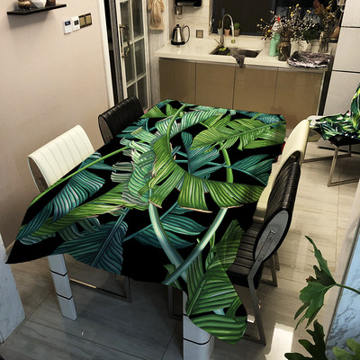 2022. gada zaļo augu apdruka galdauts, praktisks taisnstūrveida, ūdensnecaurlaidīgs, eļļas necaurlaidīgs galda pārklājs Oksfordas auduma galdauts Mantel Mesa