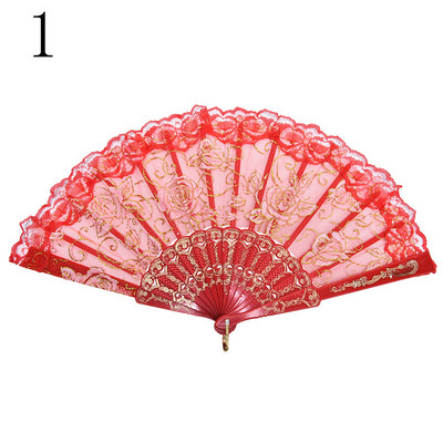 Hot 10 Colors Mežģīnes Spāņu audums Zīds Salokāms Rokā Turami Deju Ventilatori Ziedu Ballīte Kāzu Prom Dejas Vasaras Fanu Piederumi