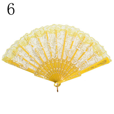 Hot 10 Colors Mežģīnes Spāņu audums Zīds Salokāms Rokā Turami Deju Ventilatori Ziedu Ballīte Kāzu Prom Dejas Vasaras Fanu Piederumi