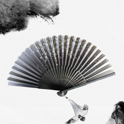 Vintage zīda saliekamais roku ventilators bambusa ķīniešu auduma ventilatora raksts Māksla amatniecība japāņu dekorēšana mājas līgavas saliekamais roku ventilators