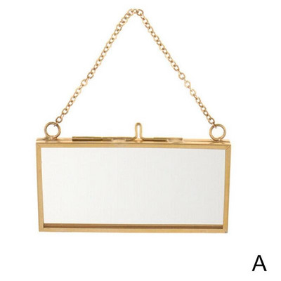 Antīks misiņa piekārts foto rāmis Metāla stikla portrets Vintage attēlu rāmju turētājs Divpusējs dāvanu bronza mājas dekorēšanai